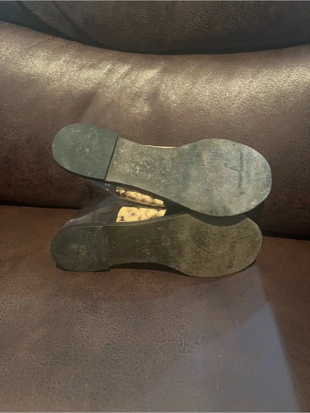 Tory Burch Black & Tan Snake-Print Slide Mules with Gold Disc